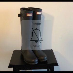 BLACK HUNTER BOOTS WITH WHITE SOCKS!